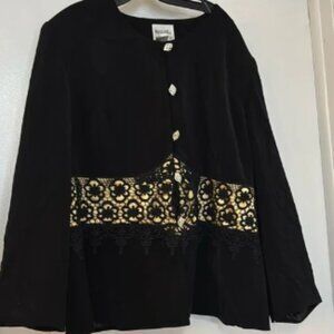Gorgeous Natalie Barri jacket with gold inlay under embroidered floral design 22